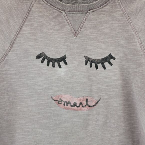 Anthropologie Saturday Sunday Purple Ombre Sweatshirt Smart Mouth Face Small - Picture 3 of 8